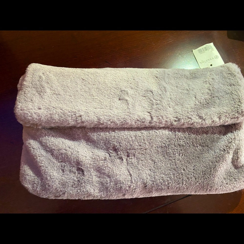 Deep Gray Faux Fur Large Clutch